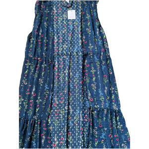 LC Lauren Conrad Women's Sheer Duster Open Front Sleveless Floral Blue/Multi